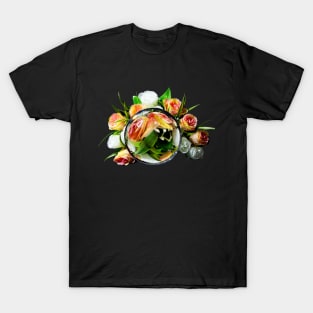 Bunch of beautiful flowers with glass orb T-Shirt